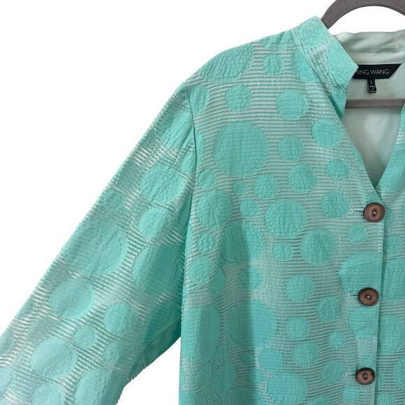 Ming Wang Bubble Textured Tunic Jacket Mandarin Collar in "Mint" Green Size L - Picture 5 of 12